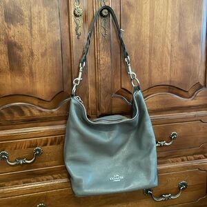 Coach Gray Pebbled Leather Purse/Crossbody withh Silver Hardware